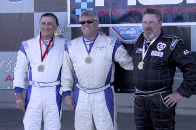 Sebring podium (l to r), Leo Voyazides, Gary Moore, Guy Lamon.